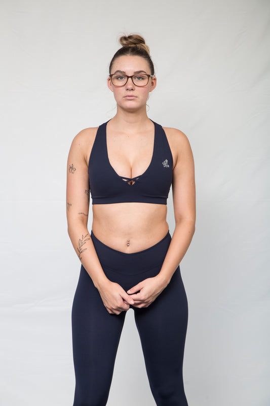Tansey Sports Crop Top - Navy Blue