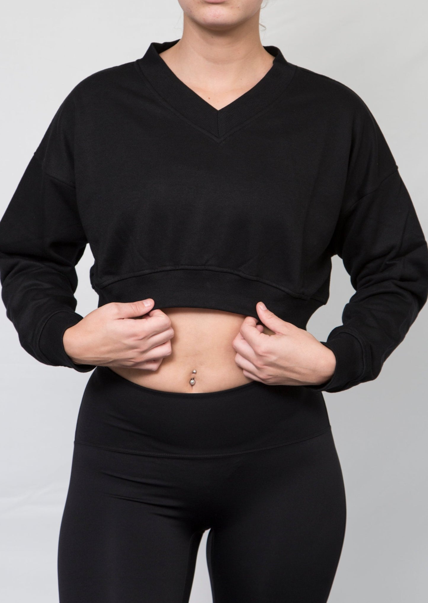 Azalea Crop Jumper - Drop Shoulders for Comfort Fit - Black