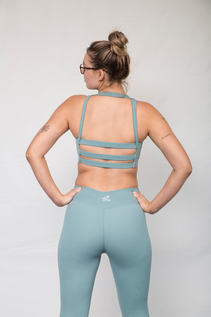 Tansey Sports Crop Top - Eucalyptus Blue