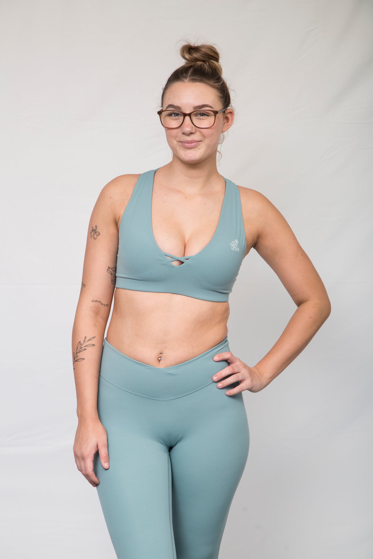 Tansey Sports Crop Top - Eucalyptus Blue