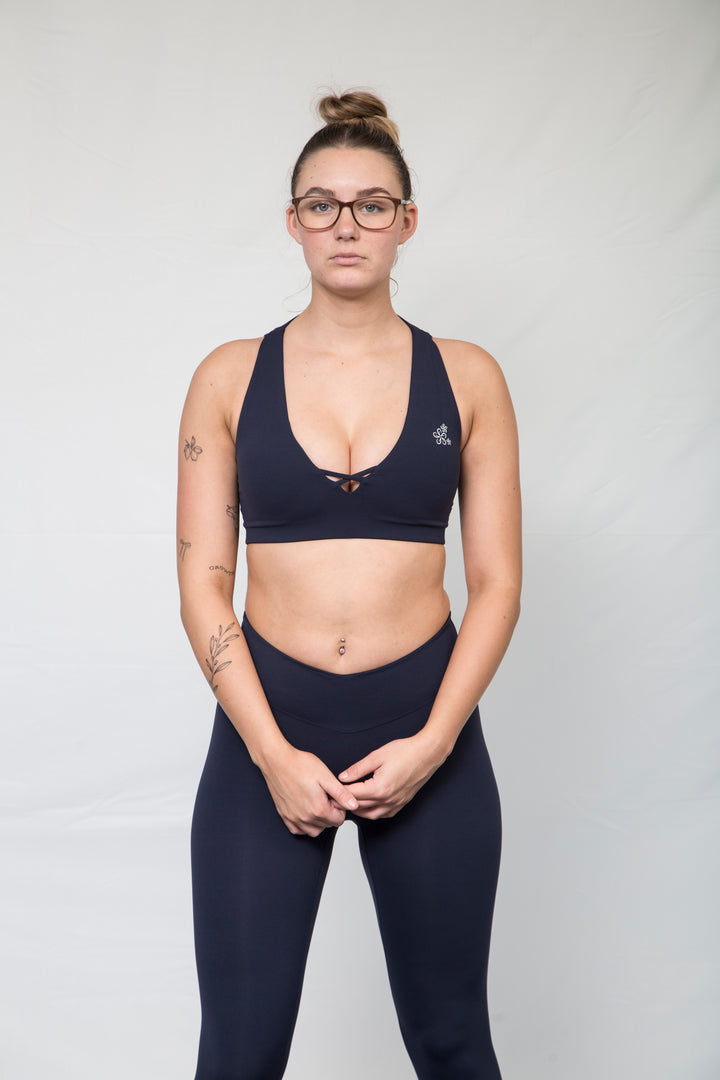 Tansey Sports Crop Top - Navy Blue