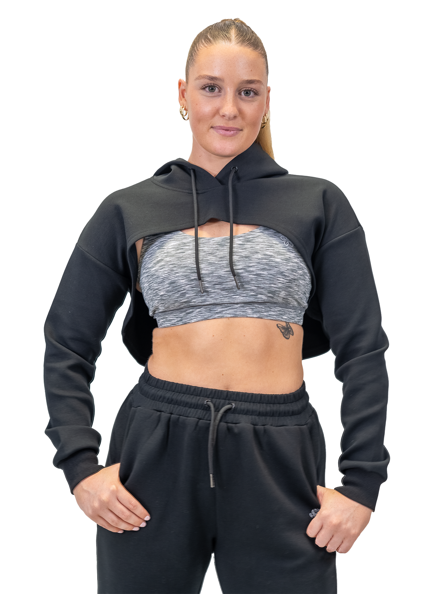 Magnolia Sports Crop Top - Grey Marble