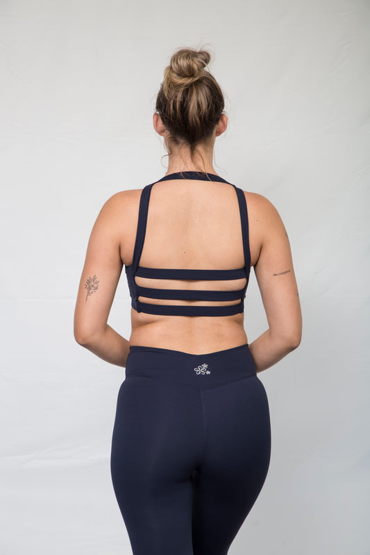 Tansey Sports Crop Top - Navy Blue