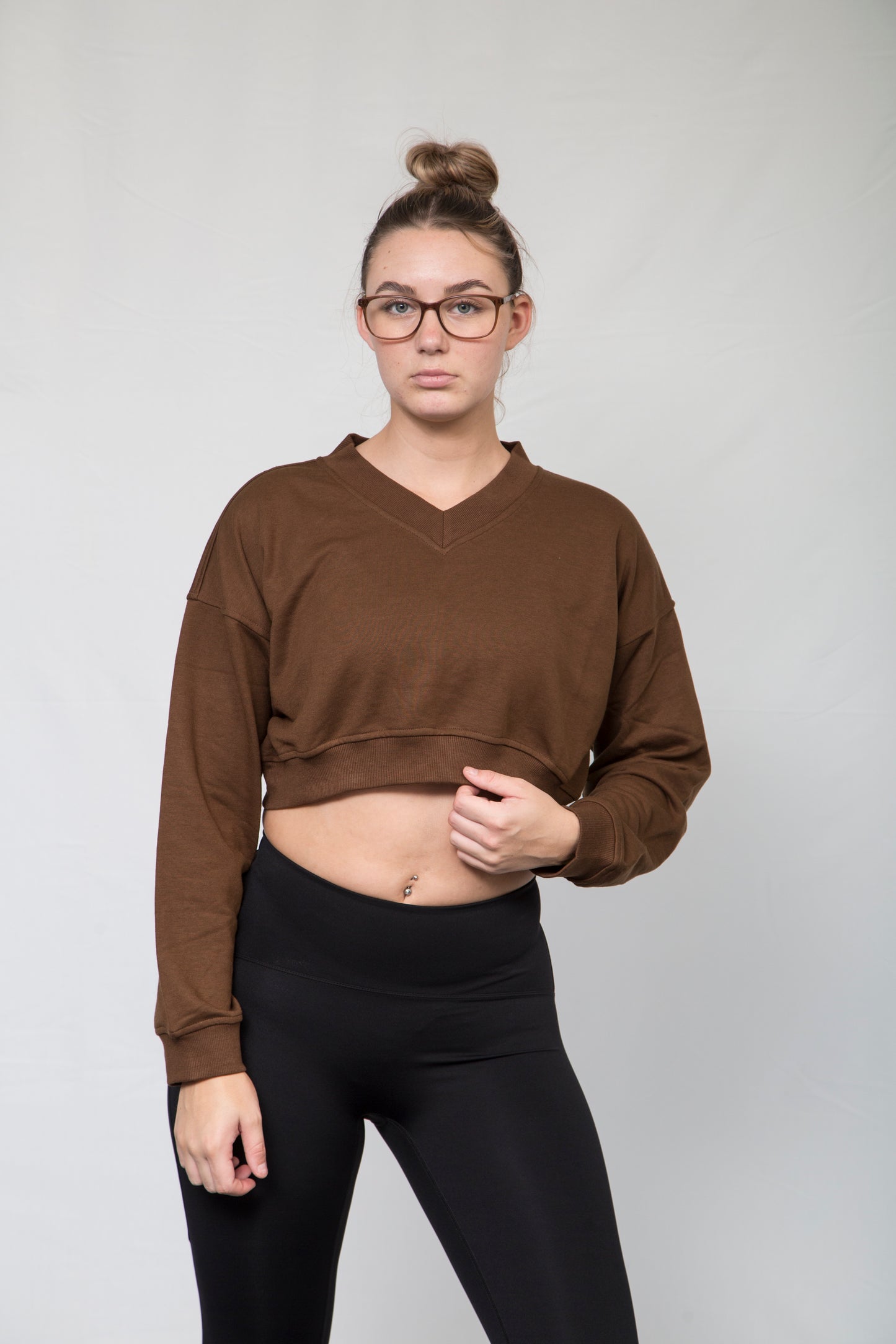 Ash Crop Jumper - Drop Shoulders for Comfort Fit - Brown