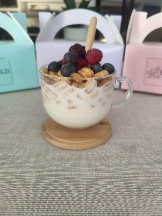 Glass Cereal Mug with Customisable Lid